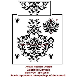 Damask Stencil Gabrielle Reusable stencils for walls and fabrics DIY wall decor image 5