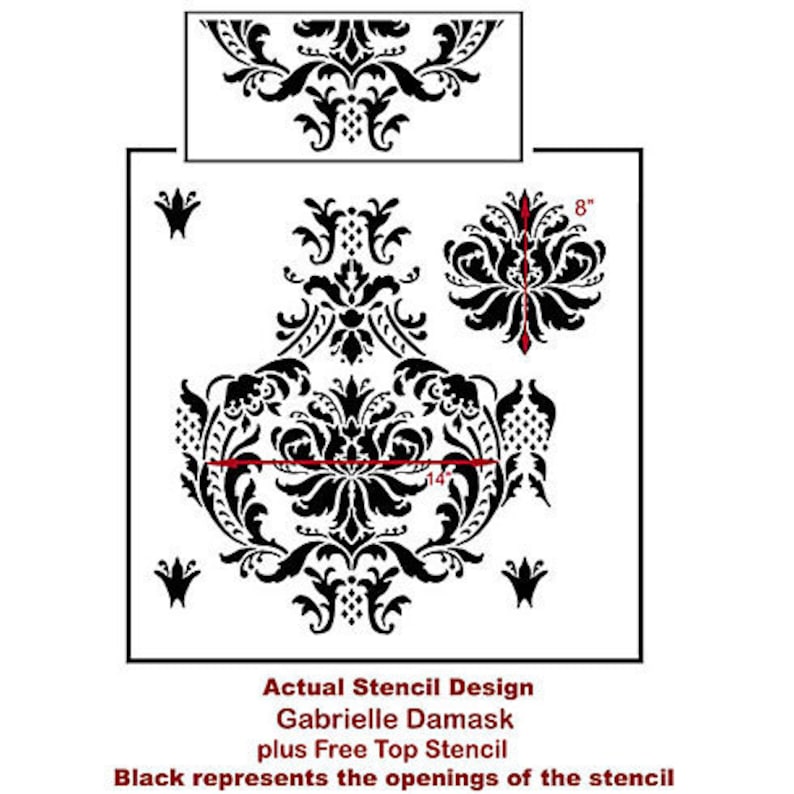 Damask Stencil Gabrielle Reusable stencils for walls and fabrics DIY wall decor image 5