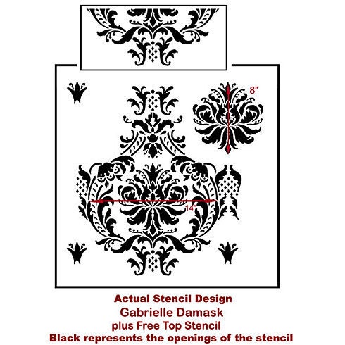 Damask Stencil Gabrielle - Reusable Stencils for Walls and Fabrics ...