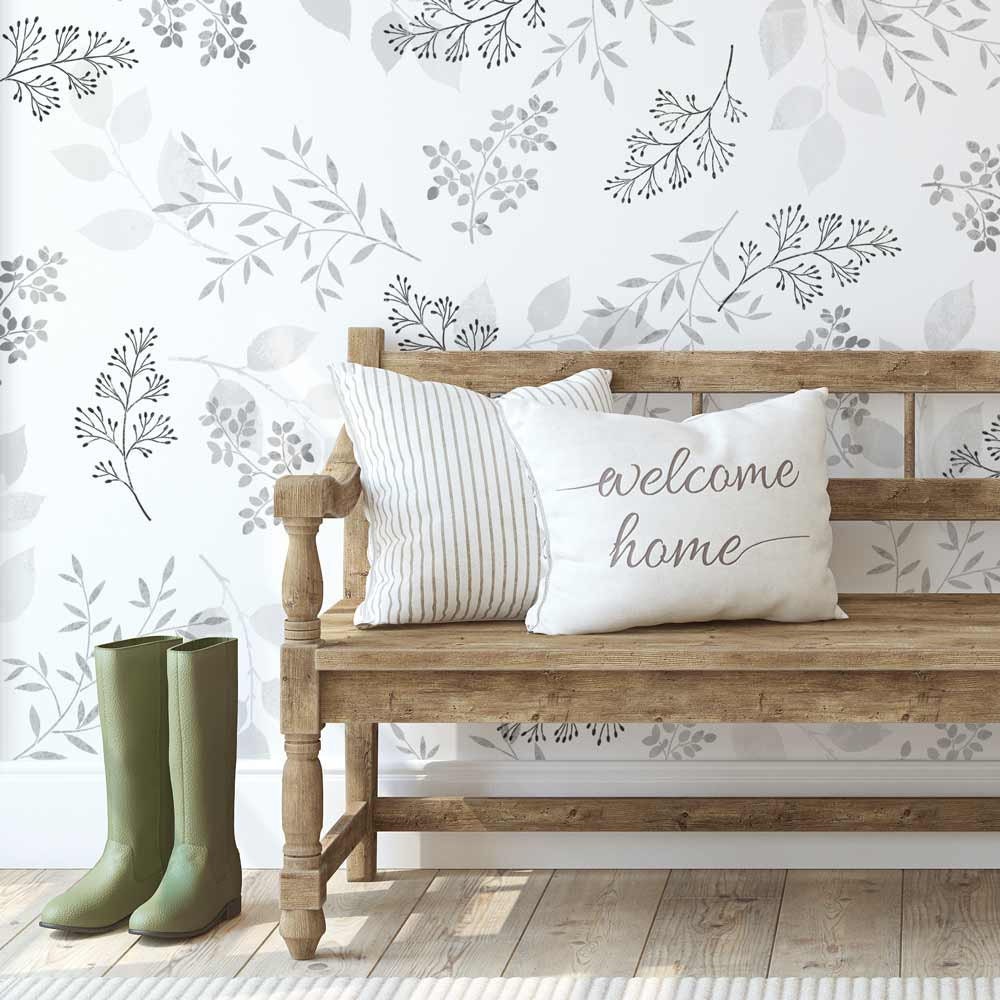 Watercolor Leaves Wall Pattern Kit- FLORAL WALL STENCILS instead of Wallpaper-Easy to Use Wall Stencils for a Room Update-Stencils for Walls