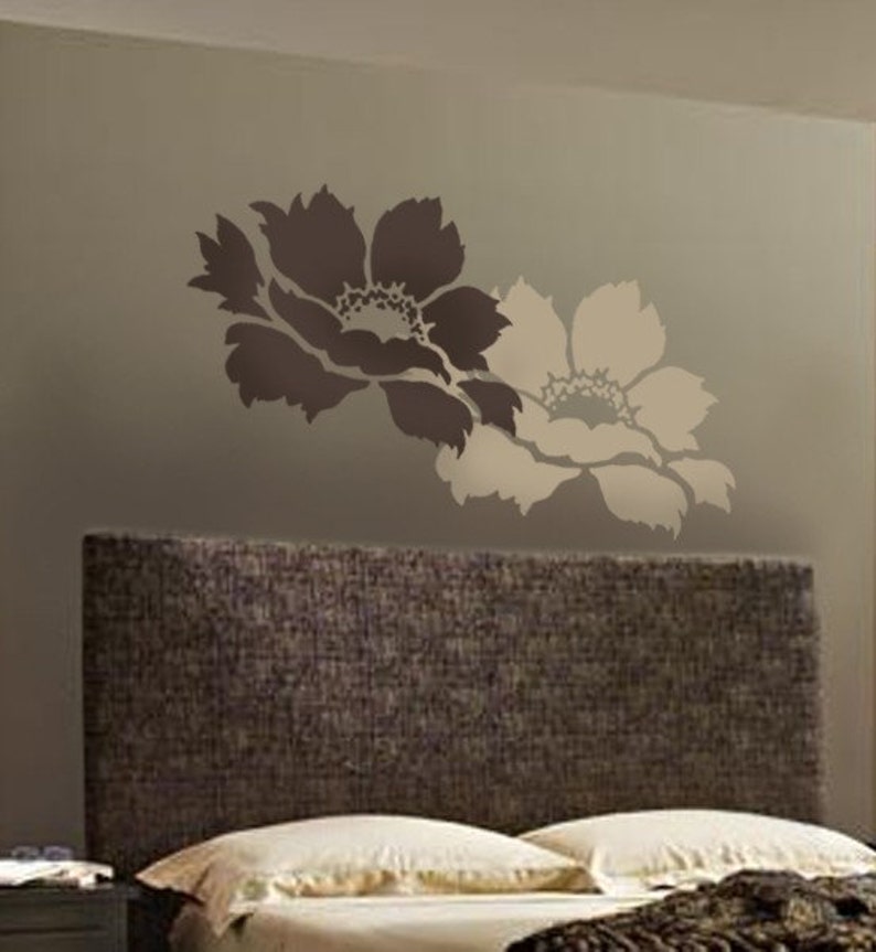 Tree Peony Flower Wall Art Stencil WALL ART STENCILS Easy Etsy