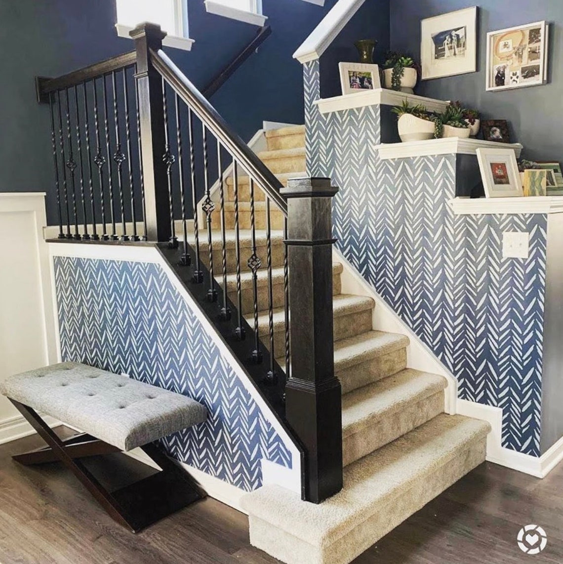 Brush Strokes Wall Stencil LARGE WALL STENCIL Farmhouse Etsy