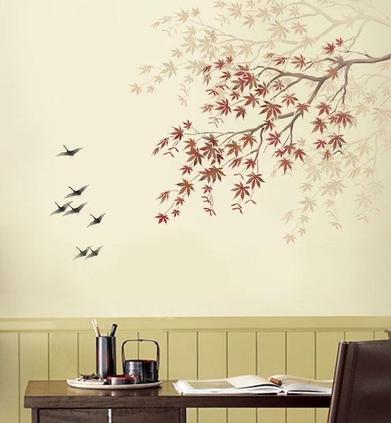 Large Wall Stencil Clematis Branch Reusable Stencils for 