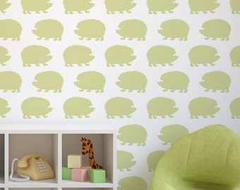 Hedgehogs Allover Stencil Pattern - Large - Trendy stencils for DIY home décor - Better than wallpaper!