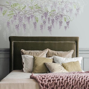 Wisteria Branch Wall Stencil - Vine Stencil For Accent Wall Painting - Botanical Wall Stencil for DIY Room Transformation - Reusable Stencil