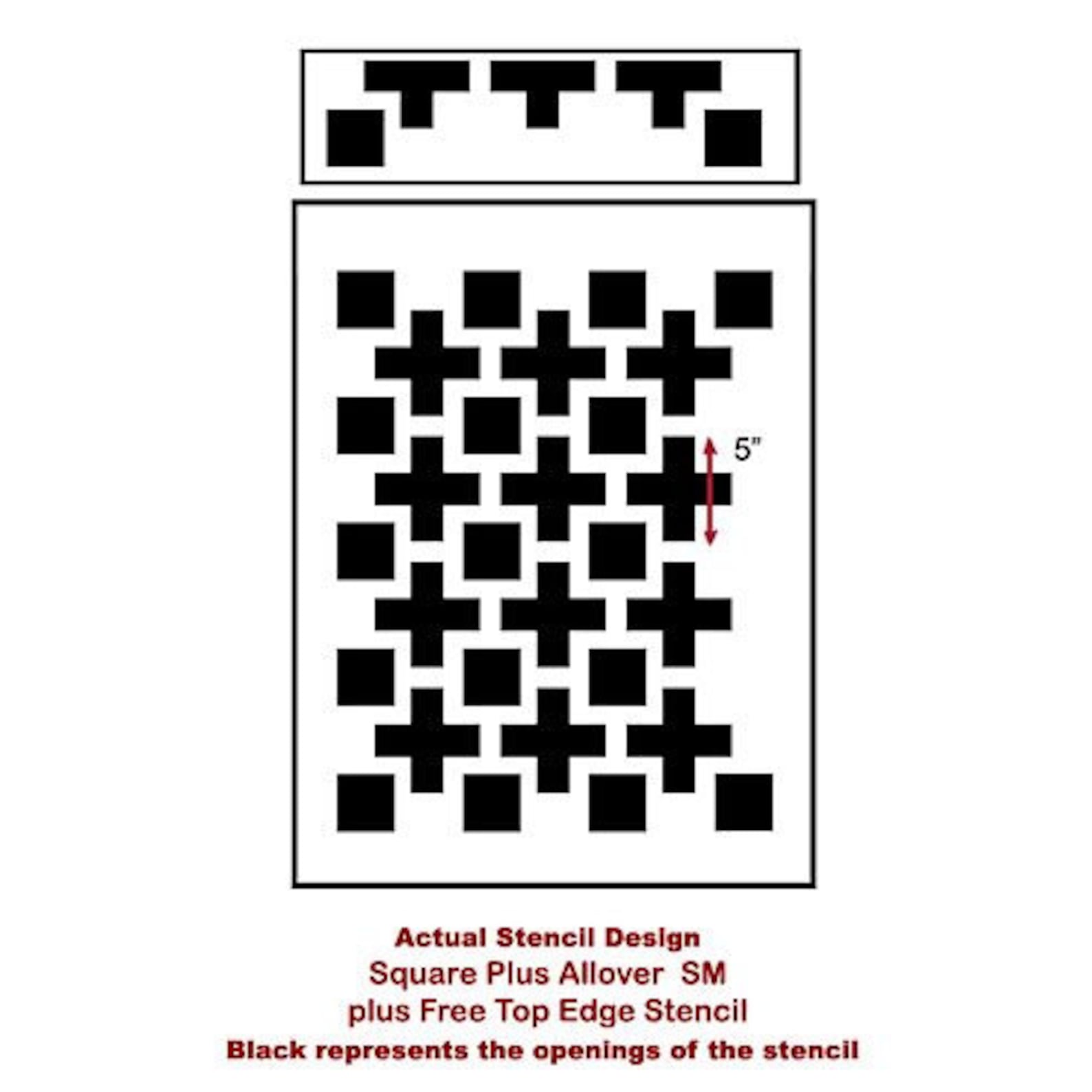 Square Plus Allover - Small Scale - Reusable Stencil Patterns for Walls ...