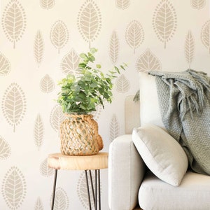 Tribal Leaves Wall Stencil - LARGE WALL STENCIL - Botanical Design for Quick and Easy Home Improvement - Reusable Wall Stencil for Painting