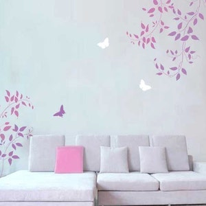 Wall Stencils Clematis Vine 3pc kit Easy Wall decor with stencils Better than decals Bild 1