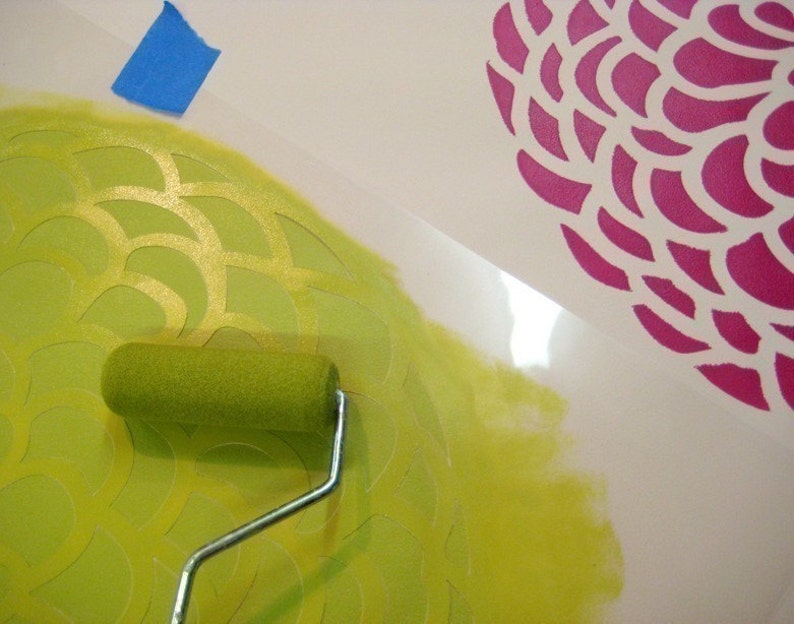 Zinnia Flower Wall Art Stencils 3-piece Kit Reusable stencils better than wall decals DIY decor image 2