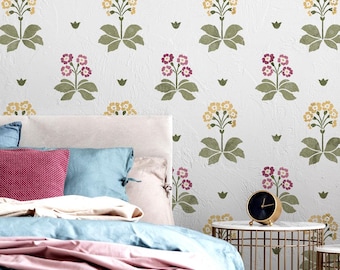 English Primrose Flower Stencil - Cottage Core Wall Design - Try Stencils Instead of Wallpaper - Stencil for Painting - Wall Stencil Floral