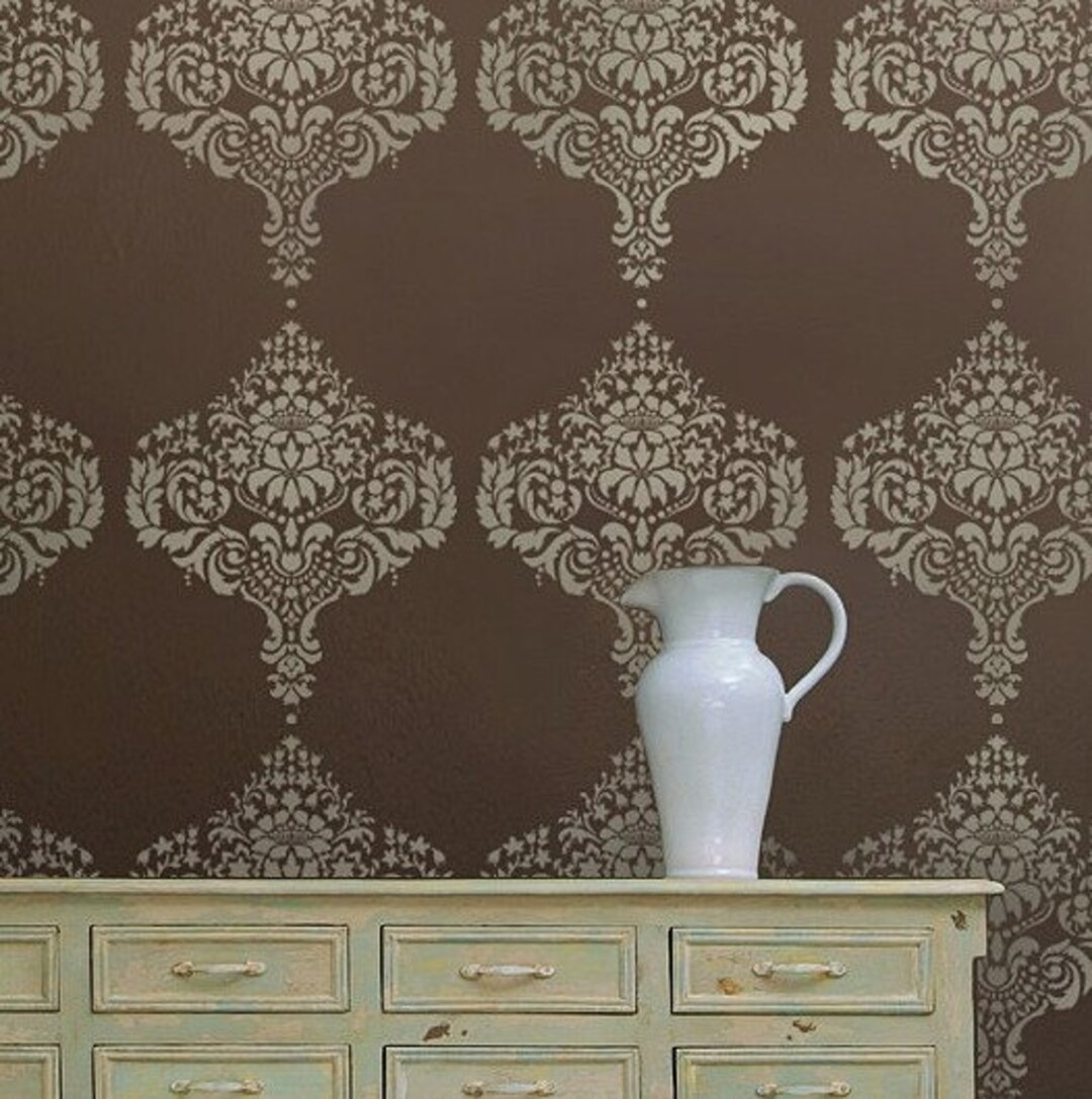 Damask Stencil Rachel's Brocade - Reusable Stencils for Walls Instead ...