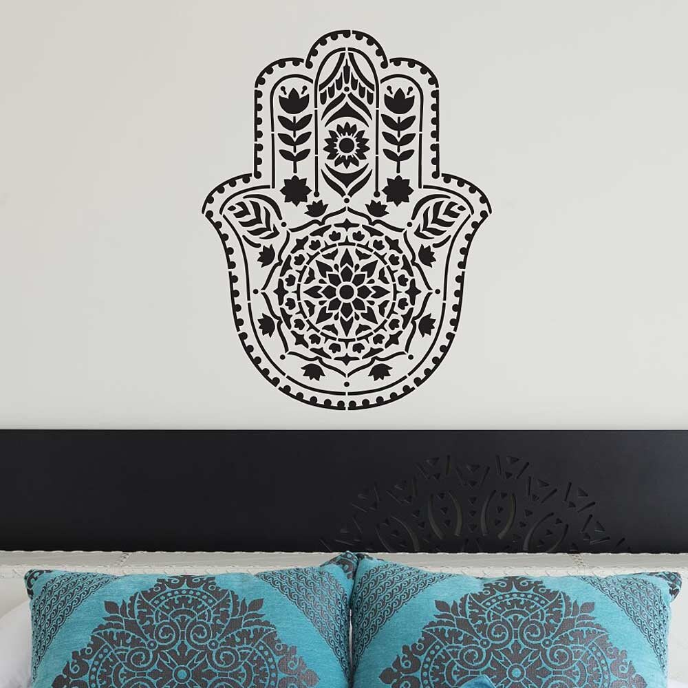 Hamsa Hand Stencil For Walls MANDALA WALL STENCIL Large | Etsy