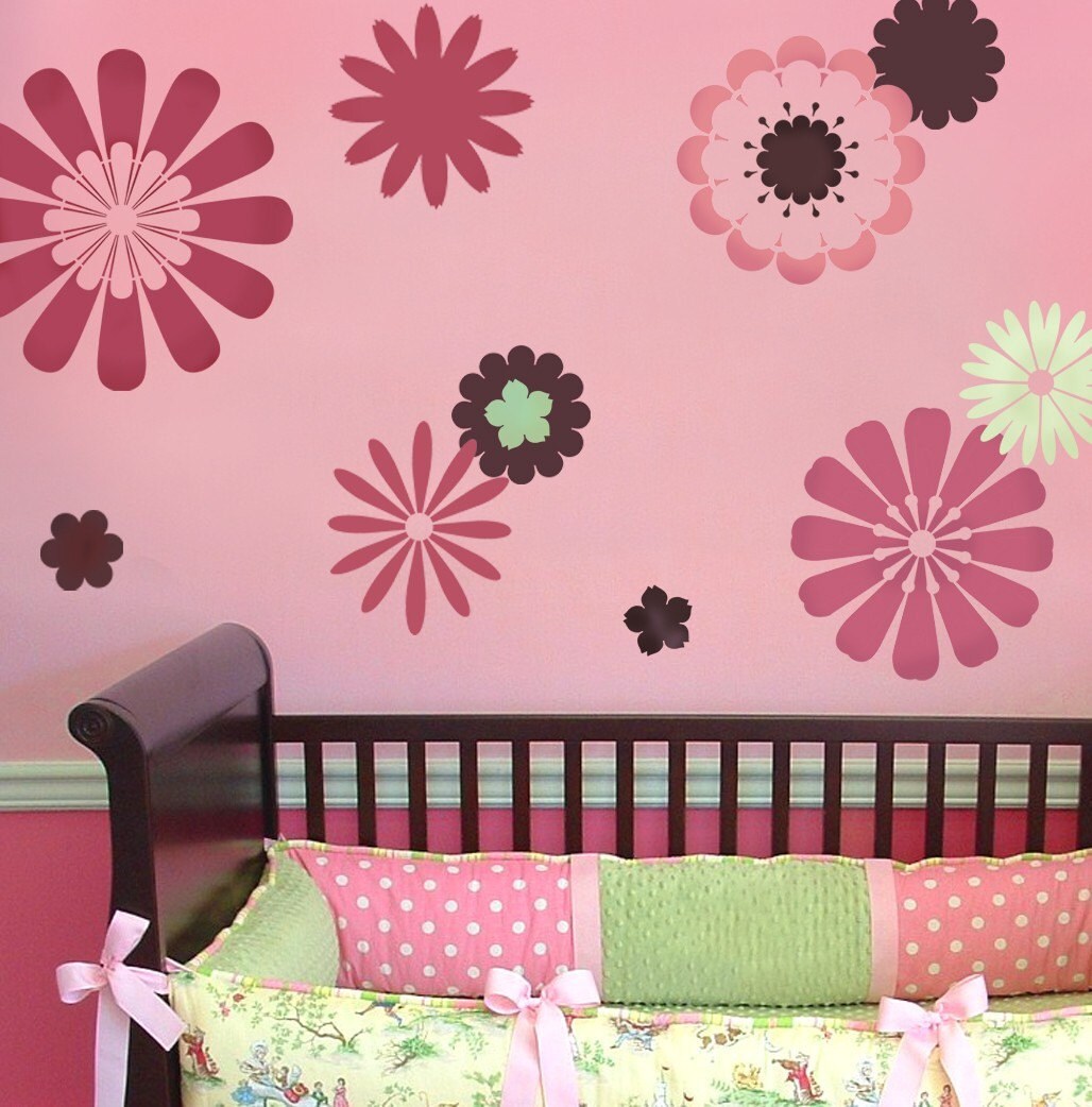 Nursery Stencils Daisy Crazy Kit 1 Easy Nursery Decor With Etsy