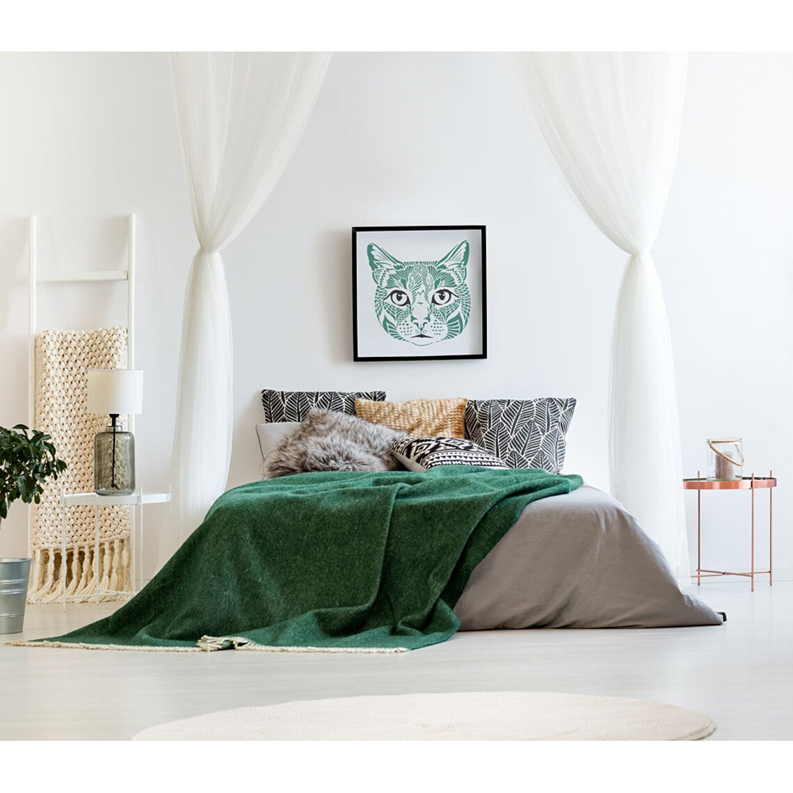 Vaska the Cat Wall Art Stencil DIY Geometric Design Animal Etsy