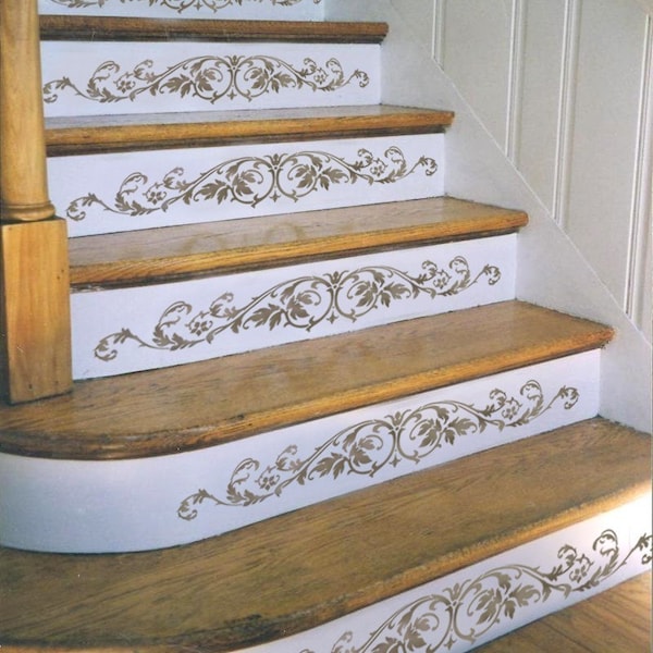 Staircase Stencil Westbury Stair Riser - Stencils for Classical decor - DIY home decor - Stencils for stairs - Wall stencils