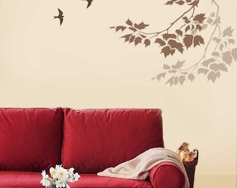 Wall Stencil Sycamore Reaching Branch - Nature stencils for Painting Walls - Stenciling Walls and Ceilings - Large Stencils for Walls - DIY