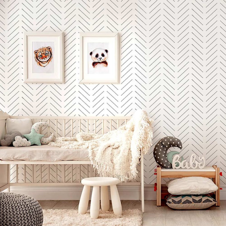 Dotted Herringbone Wall Stencil Herringbone Stencil for Easy Etsy