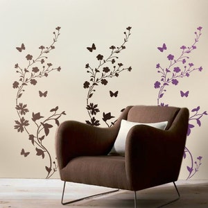 Stencil Wildflower border/stripe LG Reusable stencil for wall decor image 1
