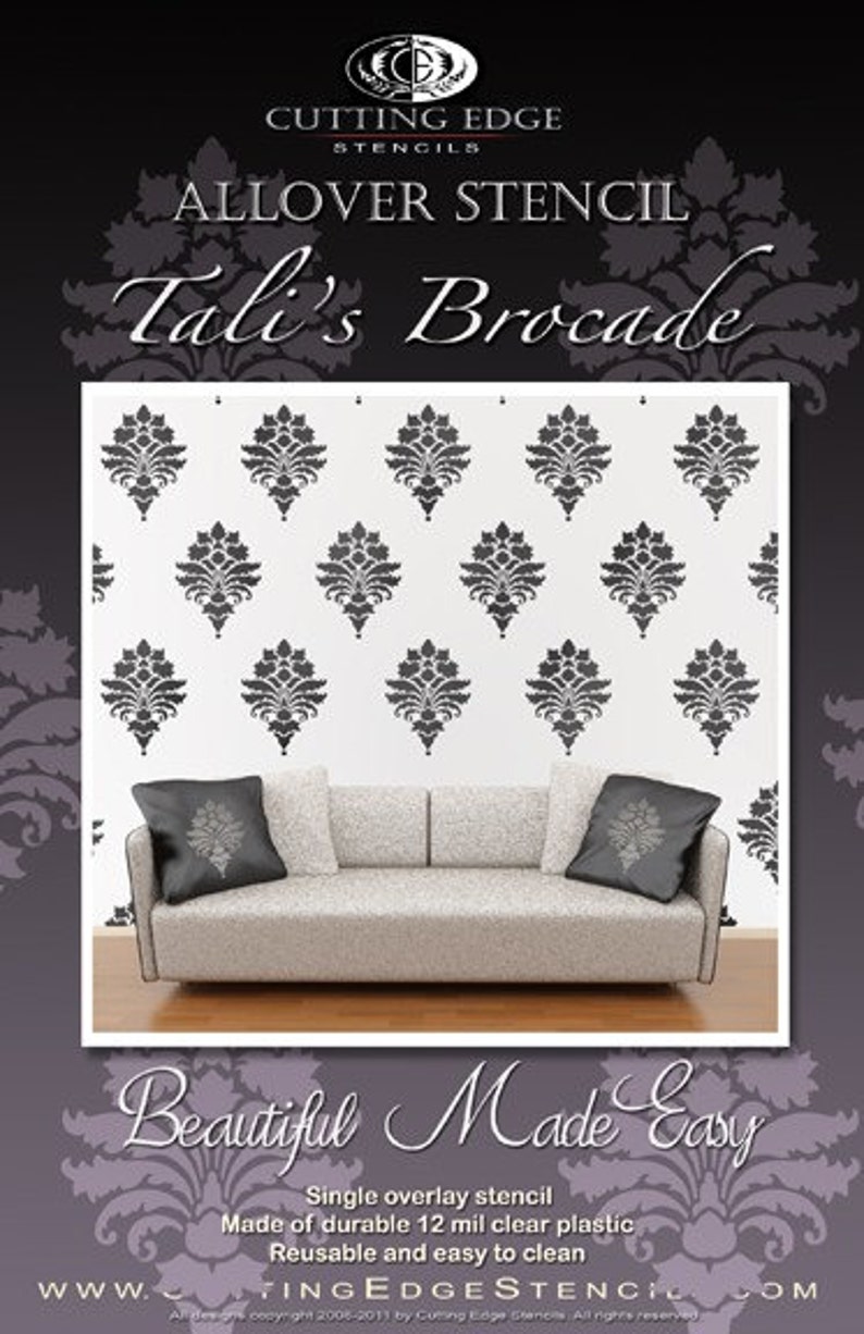 Damask Stencil Tali's Brocade SM Reusable Stencils for - Etsy