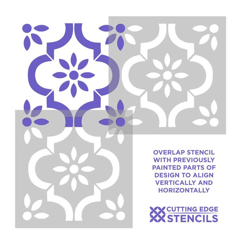 Myriam Patio Stencil Cement Tile Stencil for Painting Patios and Floors