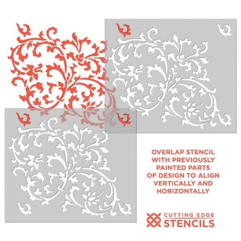 Victoria Scroll Stencil LARGE WALL STENCIL Classical Wall Etsy