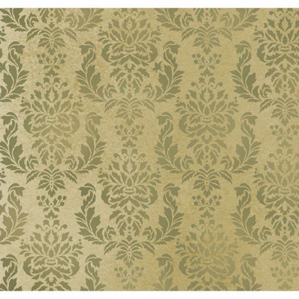 Verde Damask Wall Stencil - Allover Wall Pattern for DIY Wall Stenciling