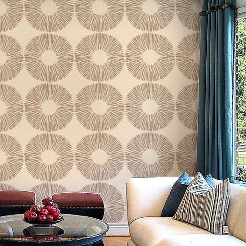 Spore Print Wall Stencil LARGE WALL STENCIL Nature Wall Stencil Easy to Use Wall Stencils for a Quick Room Update Stencils for Walls image 2