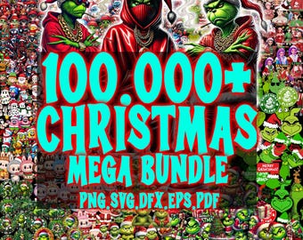 Christmas Clipart Mega Bundle, Cartoon Gnomes, Santa, Grinch (Digital Download)