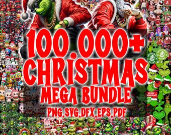 Grinch Christmas PNG Bundle, 100.000+ Designs, Holiday Sublimation Clipart (Instant Download)