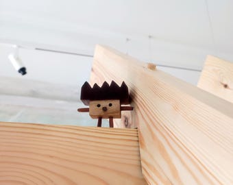 Handmade Wooden Creature Figurine: Minimalist Desk Decor