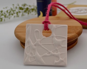 Hanging Square Car Air Freshen Accessory//Oil Scent Diffuser// 100% Natural Made in UK//No Chemicals or Plastic
