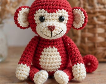 Baby Monkey Crochet Pattern PDF, Amigurumi Monkey PDF Tutorial, Stuffed Animal Plush Toy Pattern, Cute Monkey, Instant Download