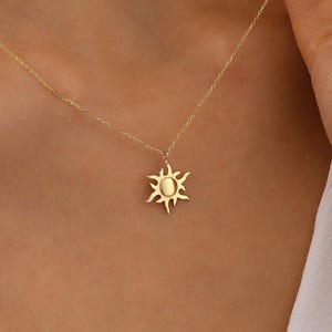 Minimalist Sun Necklace, Dainty Custom Celestial Pendant, 14K Real Gold Sun Necklace, Handmade Sunshine Pendant, Sun Pendant, Christmas Gift