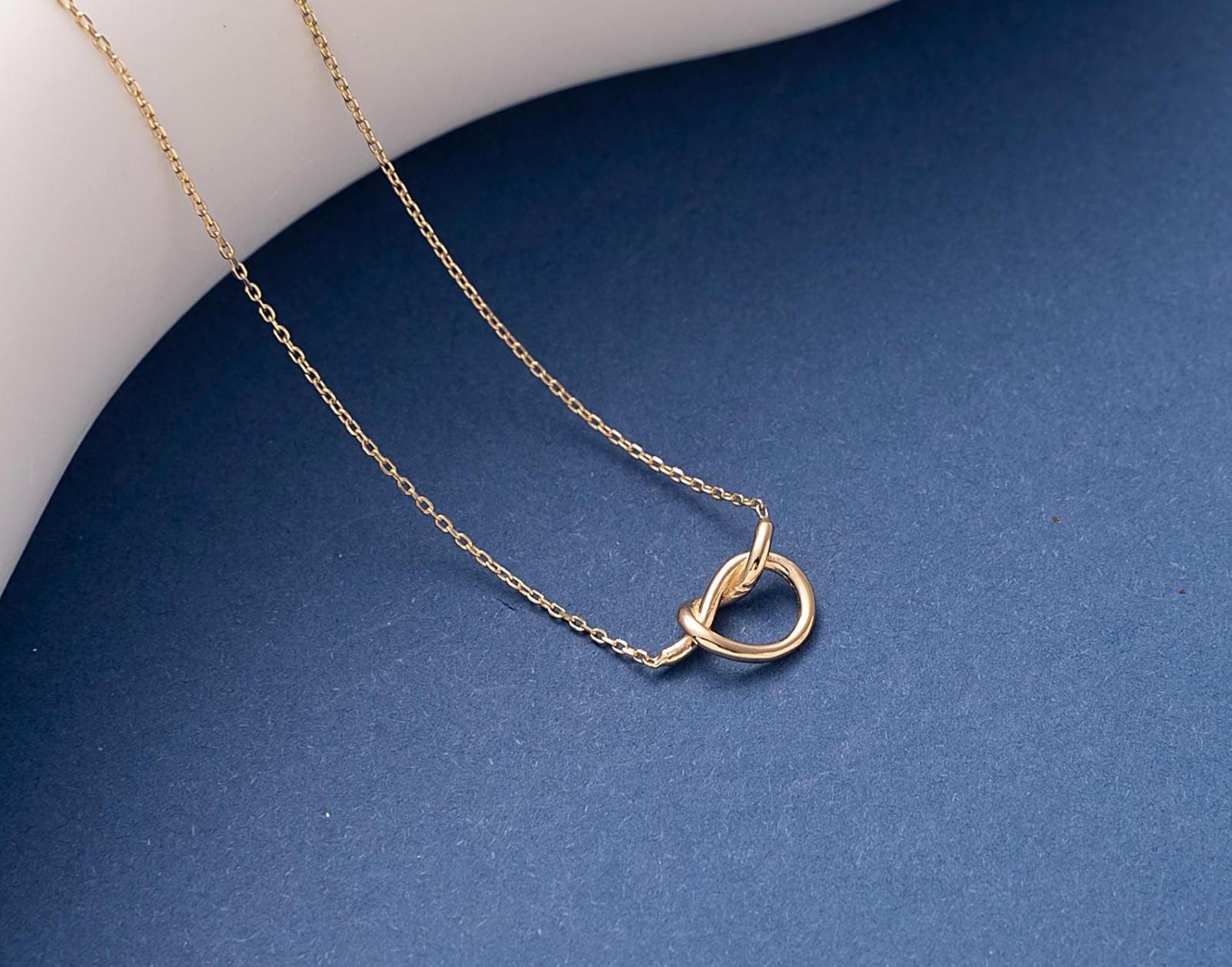 ◆STONEHENgE◆ Love Knot 14K Cubic Necklace SA24C21T 14k Gold Love Knot Necklace - Etsy
