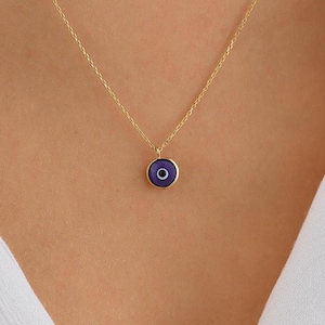 Tiny Eye Necklace, Minimalist 14K Gold Evil Eye Pendant, 14K Real Gold Eye Necklace, Sparkly Evil Eye Necklace, Dainty initial Eye Pendant