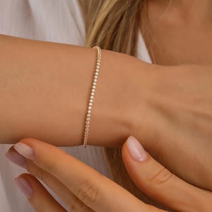 14K Gold Tennis Bracelet, 2.00 MM Minimalist Tennis Bracelet, 14K Solid Gold Tennis Bracelet, Handmade Tennis Bracelet, Christmas Gift