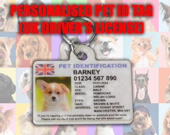 Personalisierter britischer Führerschein Haustier-ID-Anhänger