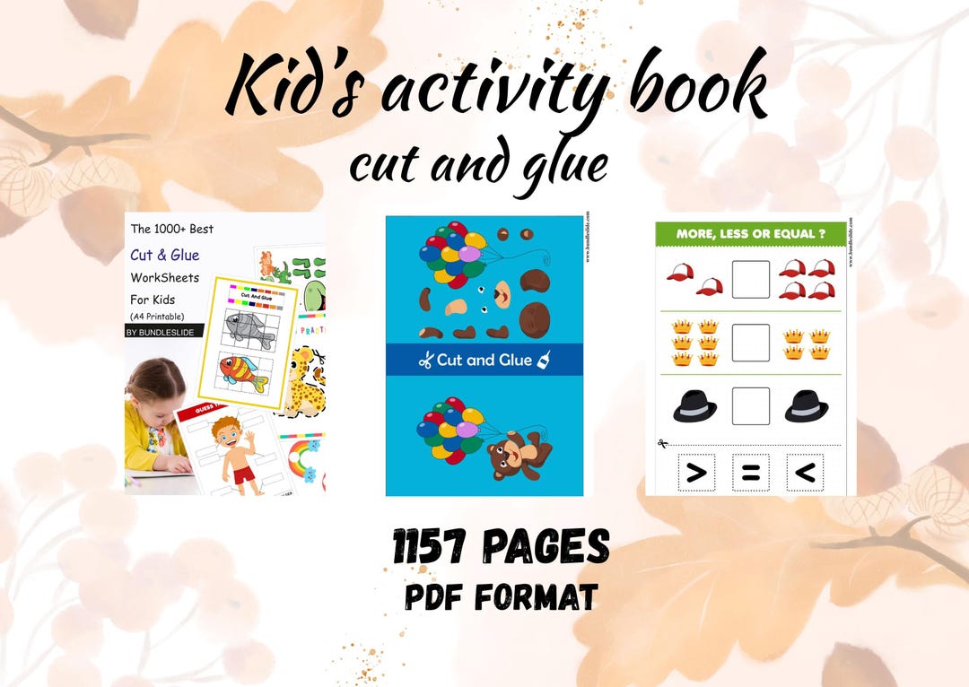 1157 Pages Cut and Glue Activity Book for Kids | Printable PDF via ...