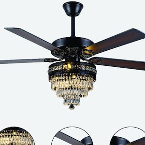 Farmhouse Chandelier Fan with Smart Remote Control, 52 Inch Ceiling Fan with Lights, 3-Speed Silent Reversible AC Motor