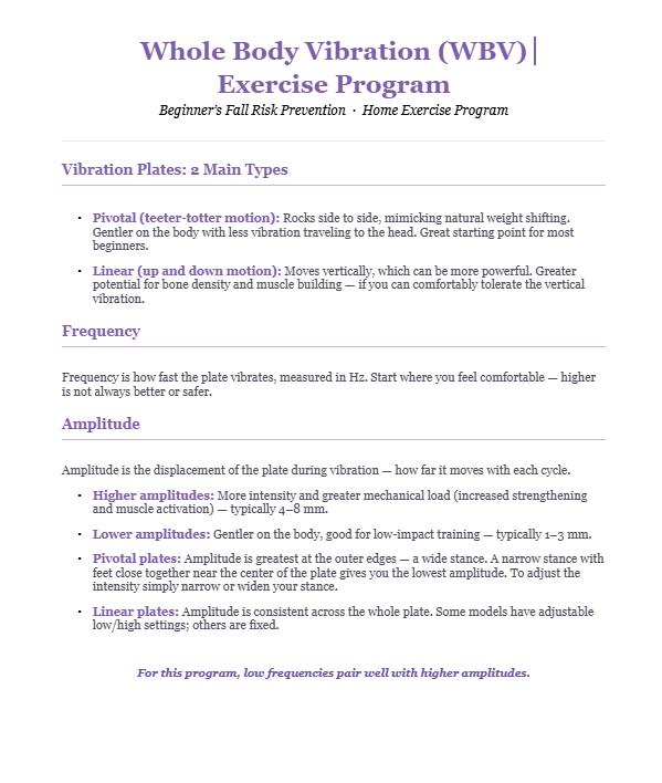 Whole Body Vibration Exercise Program • Beginner Fall Risk Prevention ...