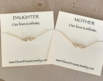 MOTHER / DAUGHTER Gold Infinity Necklace Set