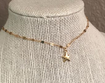 Hemelse Ster Gold Choker . Verstelbare 14k goldfill