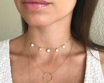 Gold Disc Shimmer and Shake Choker