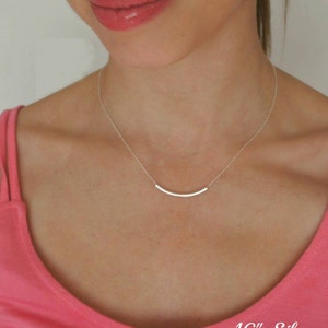 Silver Tube / Bar Layering Necklace. Gift for her. Minimalist silver necklace