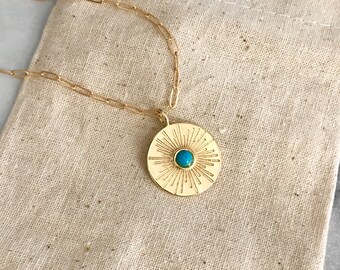NEW! Starburst Turquoise Pendant Necklace