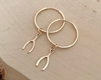 WISHBONE Gold Endless Hoops - 20mm or 45mm - hypoallergenic