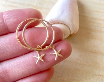 Gold STARFISH Hoop Earrings - 20mm -hypoallergenic