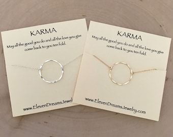 KARMA Circle Necklace - 14 Gold Filled or Sterling Silver - Hypoallergenic  - Large Circle
