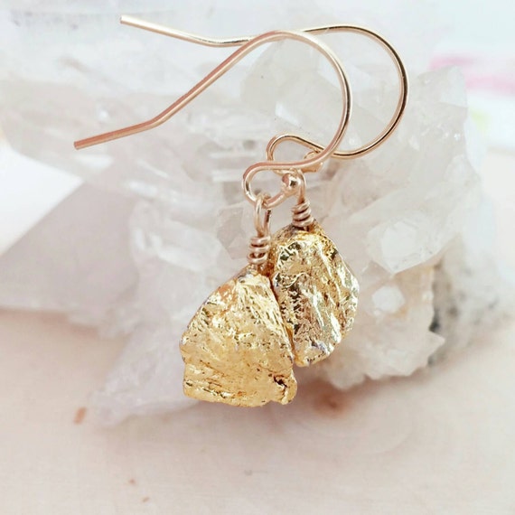 gold plated nugget earrings