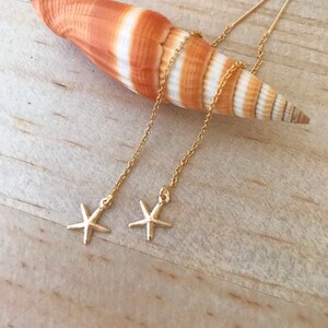 Gold STARFISH Threader Earrings